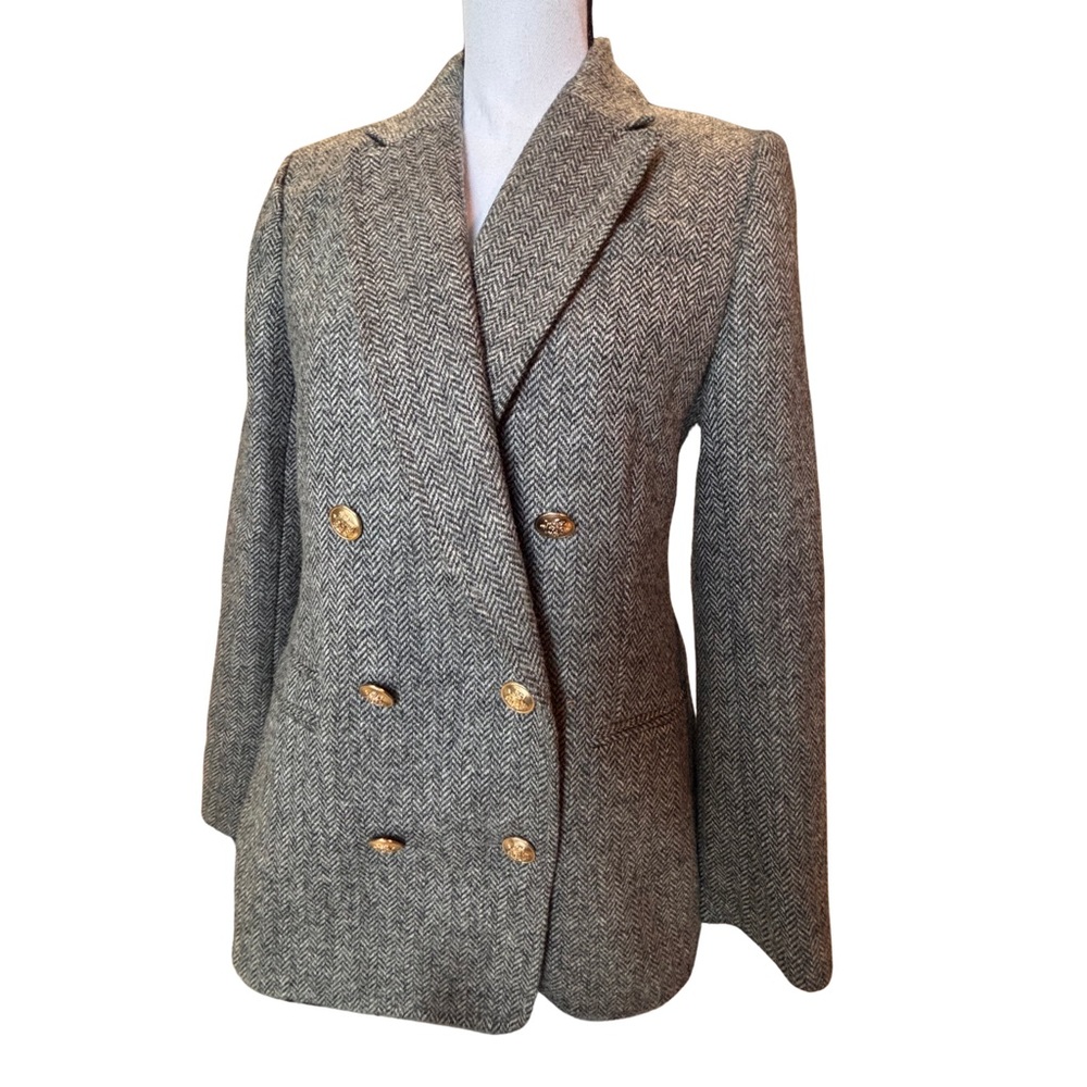 J. Crew Herringbone Blazer with Gold Buttons